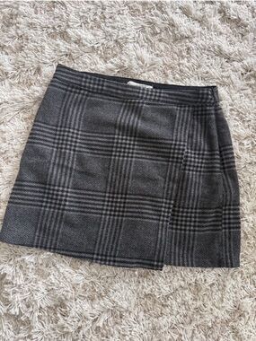 Abercrombie & Fitch Charcoal Plaid Wool Blend Mini Skirt